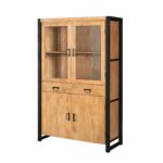 Vitrinekast Britt | 115 cm | Naturel Mangohout | NIEUW - Afbeelding 2