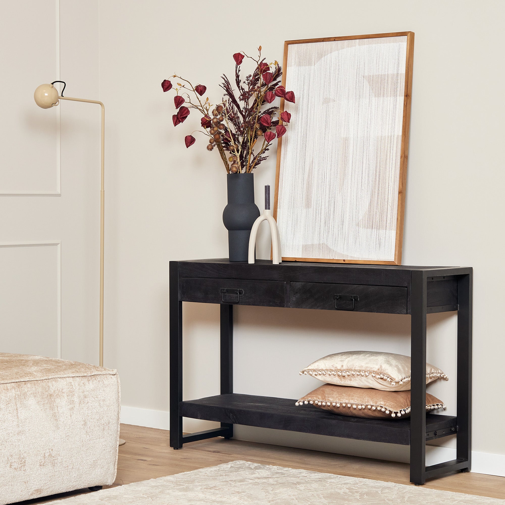 stf-818-004.jpg Sidetable Britt | Mangohout | Zwart - Afbeelding 1